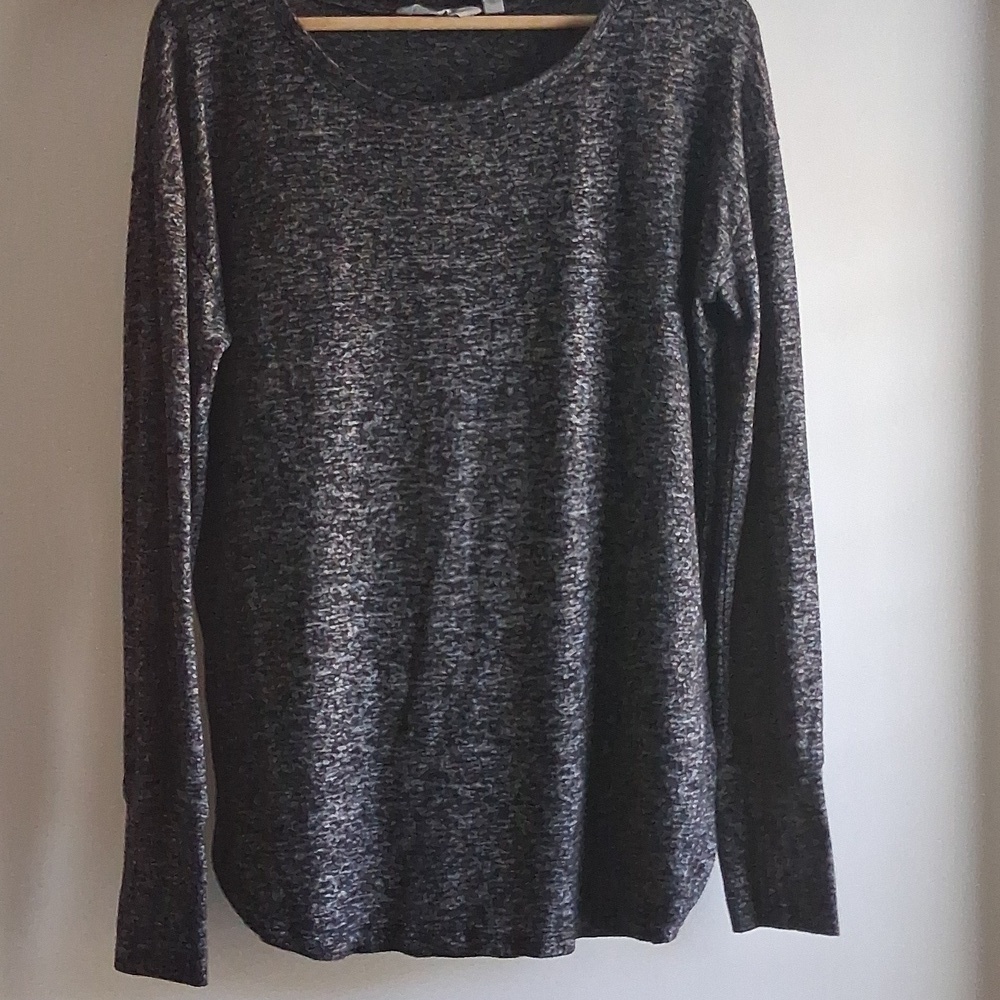 Athleta Uptempo Long Sleeve Heathered Black Shirt Medium